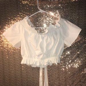 White ribbed off the shoulder top